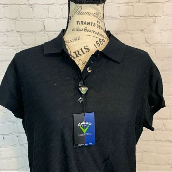 Callaway Golf Luxury Cotton Golf Polo size Medium New with tags Black - Picture 2 of 8